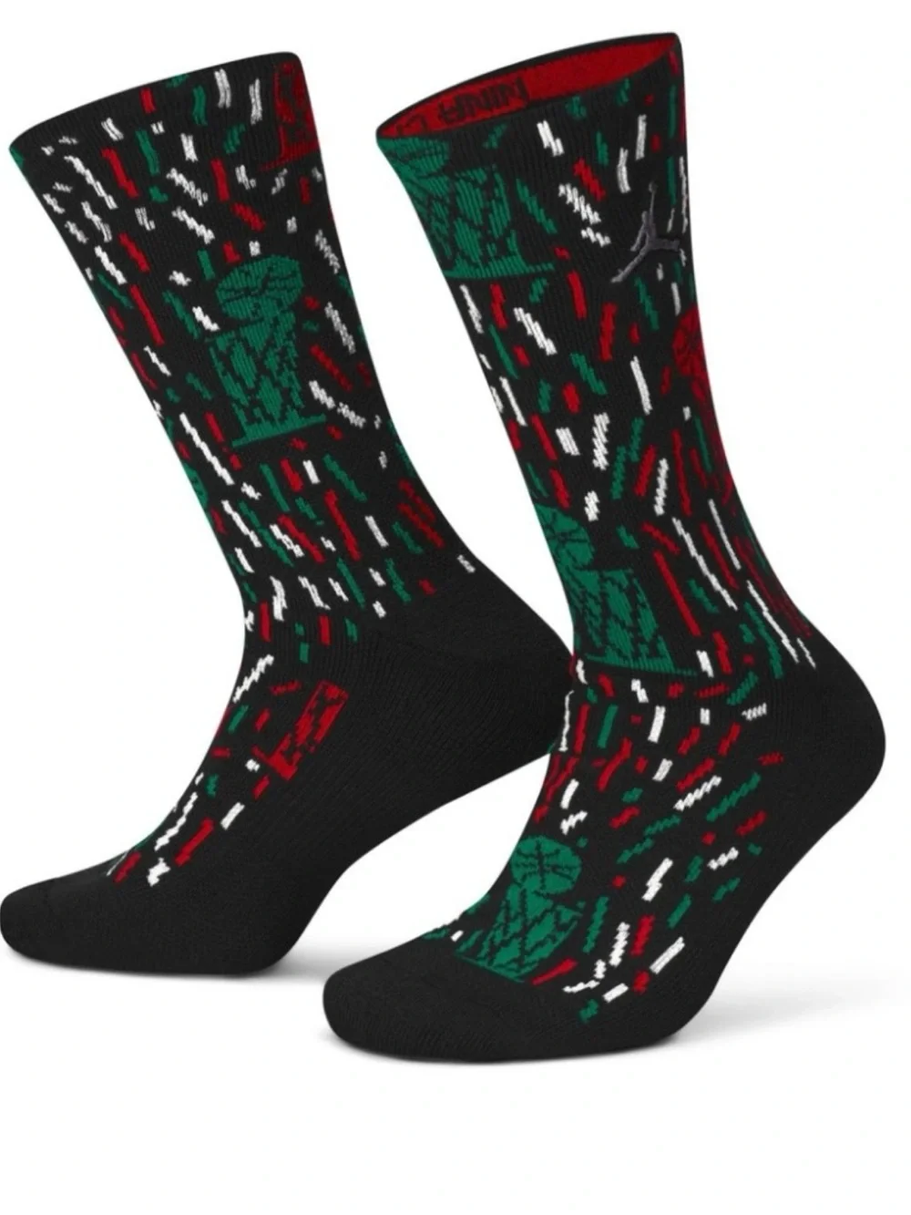 Air Jordan x Nina Chanel Abney Crew Socks 'Black Green Red' Size L